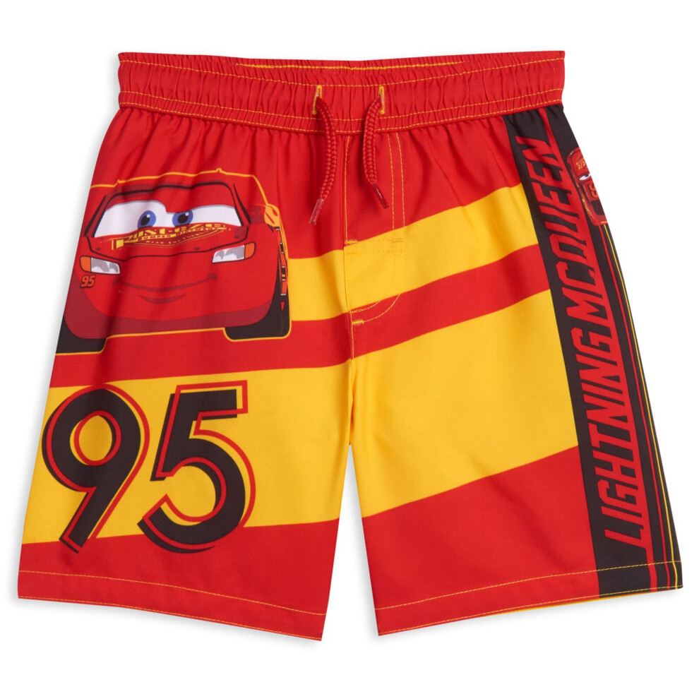 Disney Pixar Cars Lightning McQueen Little Boys Swim Trunks Red/Yellow