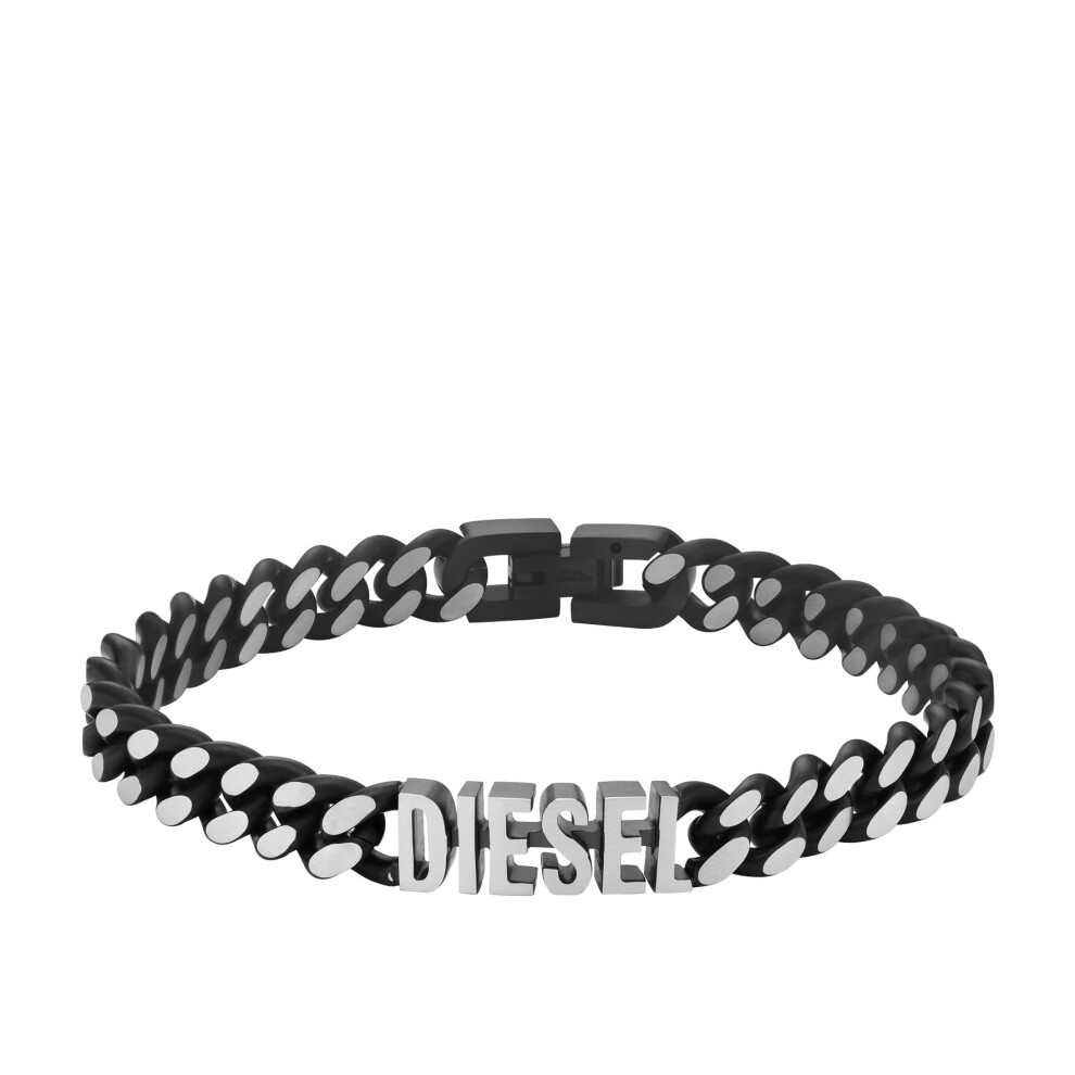 Diesel All-Gender Stainless Steel Chain Bracelet  Color: Silver/Black