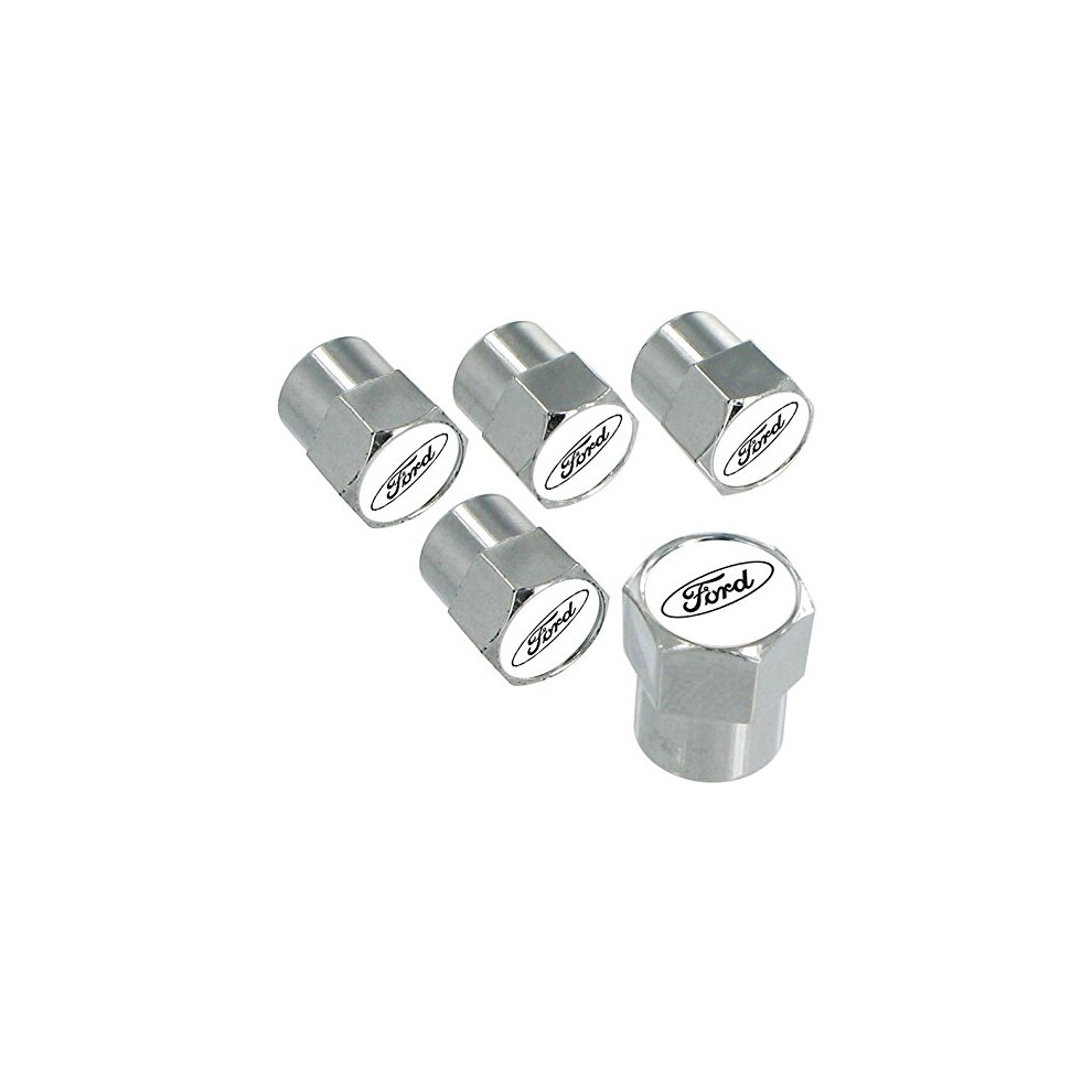 Ford Logo Valve Cap Covers (White)