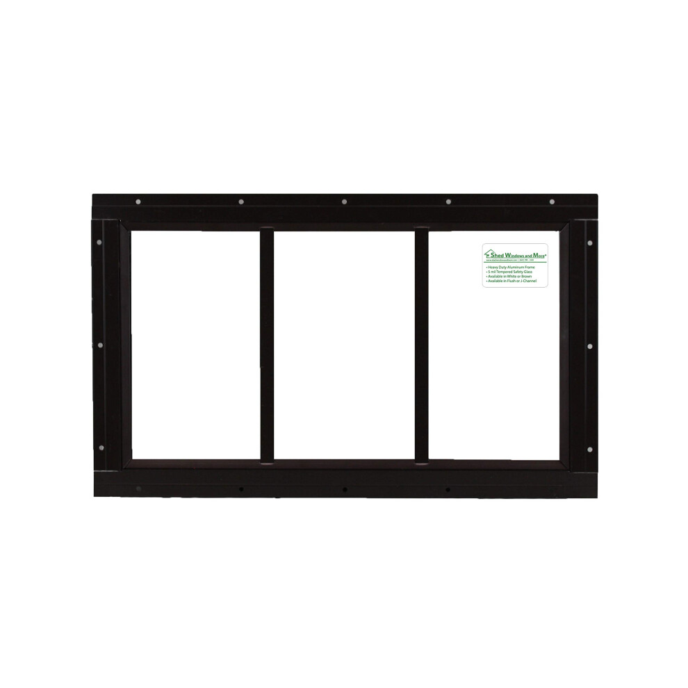 Shed Transom Window 10"" X 18"" Brown Flush with Safety Glass