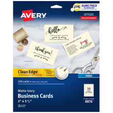 Avery Inkjet Clean-Edge Business Cards 2-Sided 2"" x 3 1/2"" Ivory