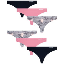 Reebok Dameundert?j - Stretch Performance Thong (6 Pack) St?rrelse X-Large Gr?/R?vehandske/Sort