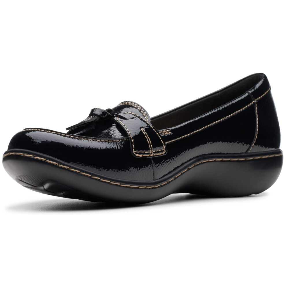 Clarks Women's Ashland Bubble Loafer  Black Crinkle patent synthetic