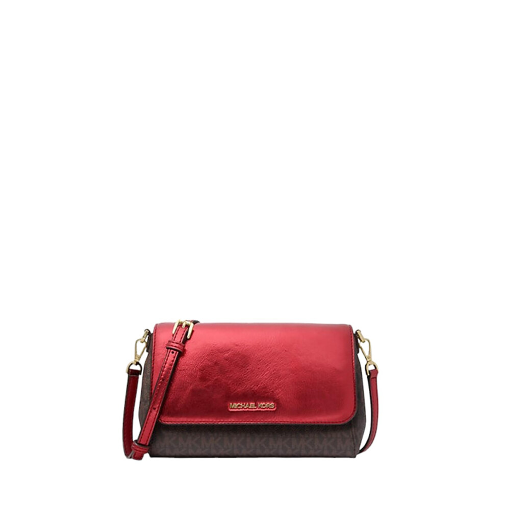 MICHAEL KORS Medium Logo Convertible Crossbody Bag (Crimson Patent)