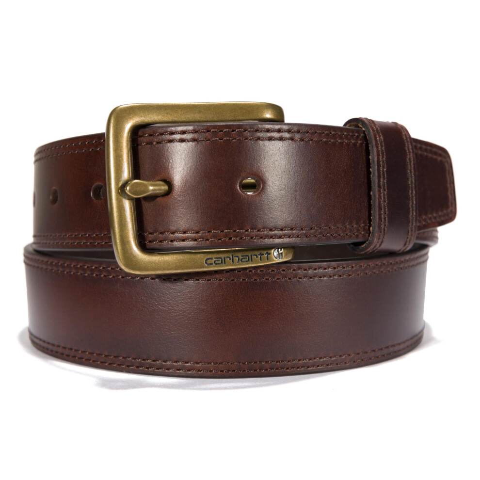 Carhartt Men's Rugged Leather Engraved Buckle Belt  Brown w/OEB Finish