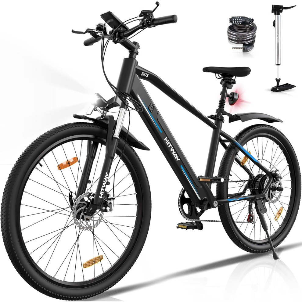 Hitway Electric Bike BK7S - 26Inch Mountain/City E Bike with 12Ah Removable Battery