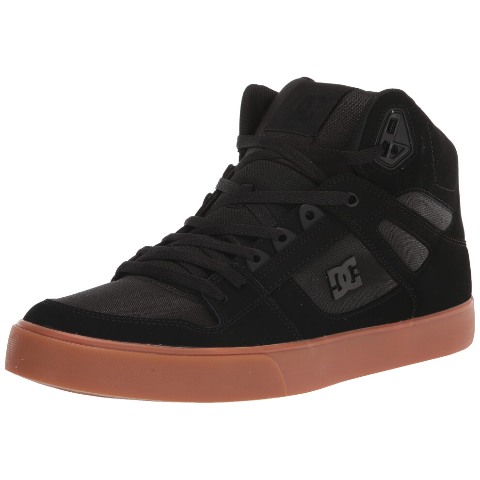 DC Men's Pure High Top Wc Skate Shoes Casual Sneakers  Black/Gum  9.5