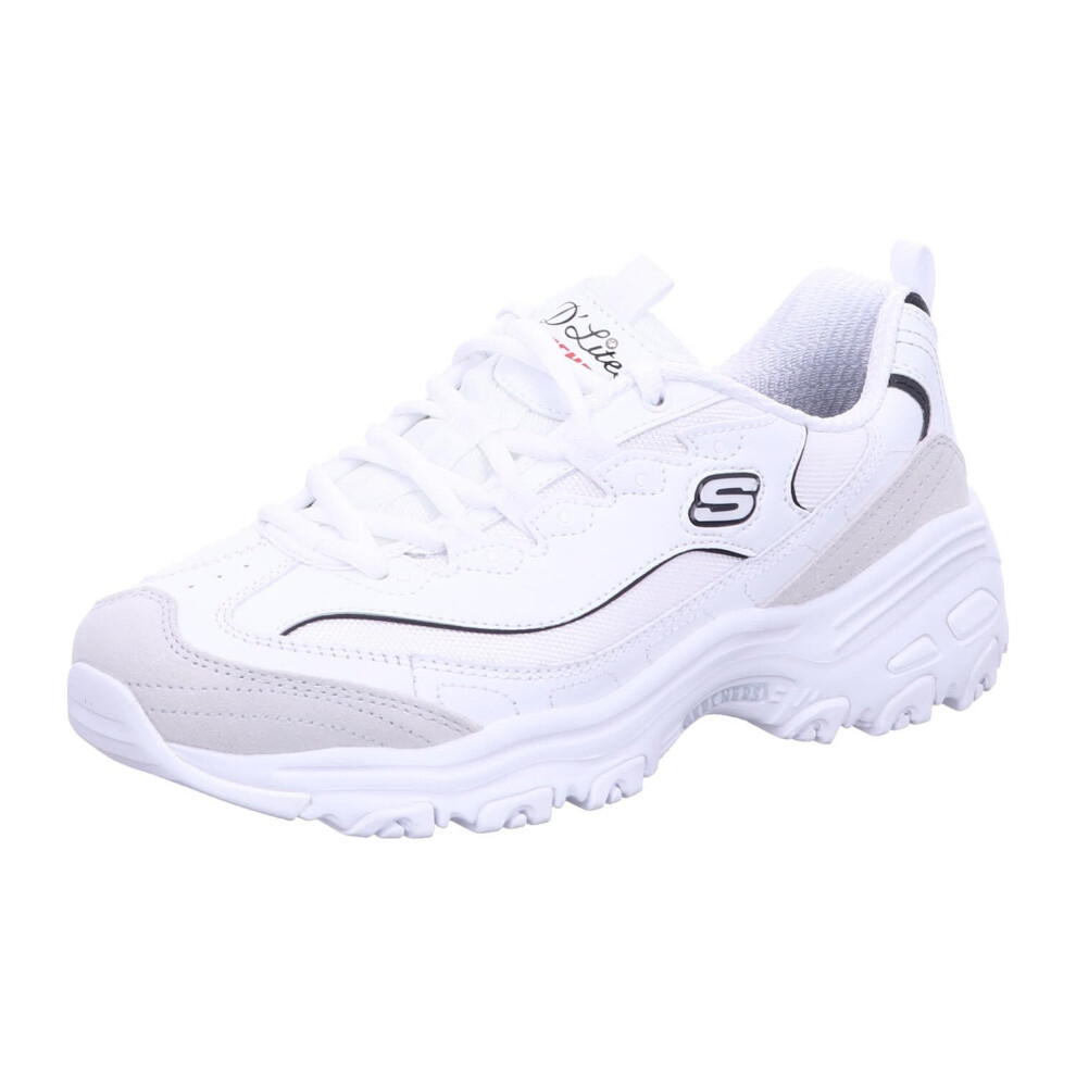 Skechers Women's D'Lites New Heat Sneaker  White Black  6.5