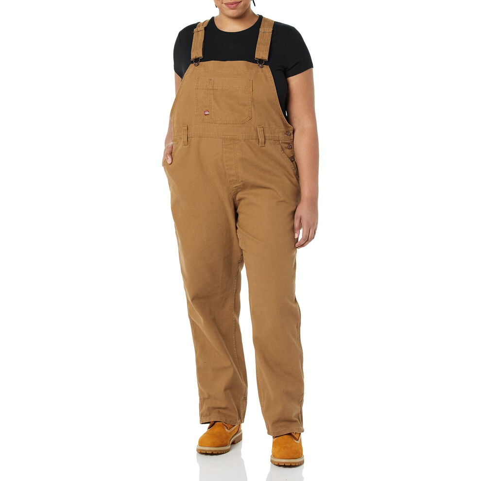 Dickies Women's Bib Overall  Rinsed Brown Duck  Extra Large