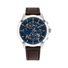Reloj de acero inoxidable y correa de cuero multifuncional Tommy Hilfiger para hombre, color: azul (modelo: 1710476)