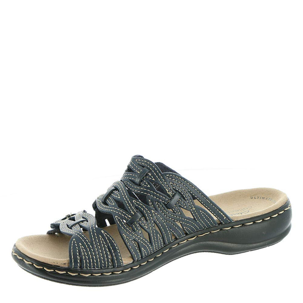 Clarks Women's Leisa Faye Sandal  Navy Leather  80 W US