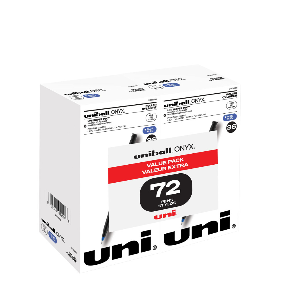 uni-ball ONYX Rollerball Pen  Fine Point (0.7mm)  Blue  72 Count