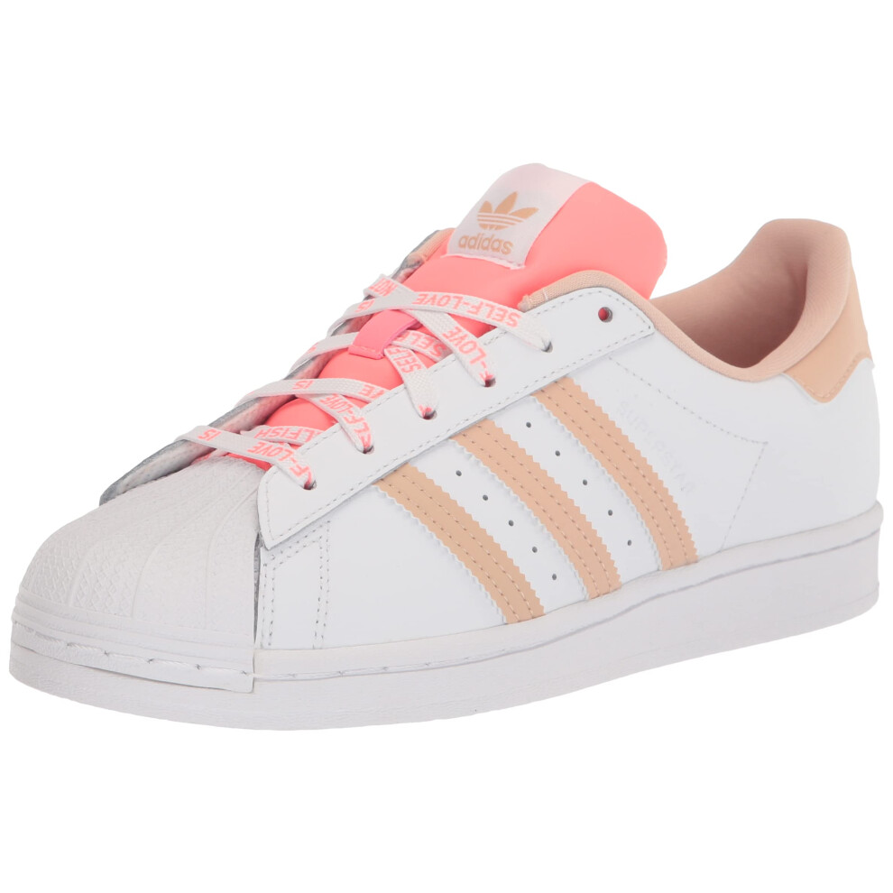 adidas Women's Superstar Sneaker  White/Halo Blush/Acid Red  8.5