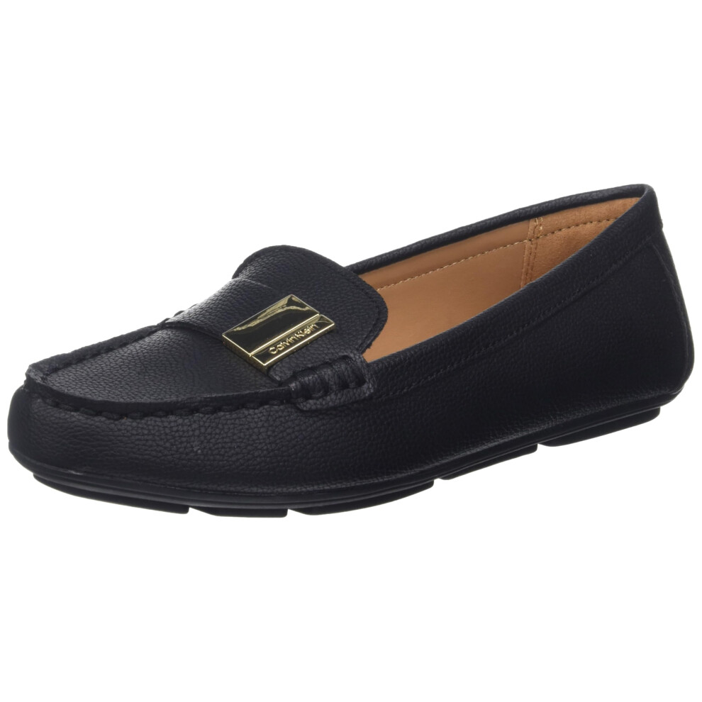 Calvin Klein Women's Lisa Loafer Flat  Black Leather 001  8.5