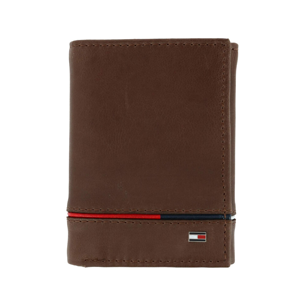 Tommy Hilfiger Men's Leather Leif RFID Trifold Wallet with Double ID