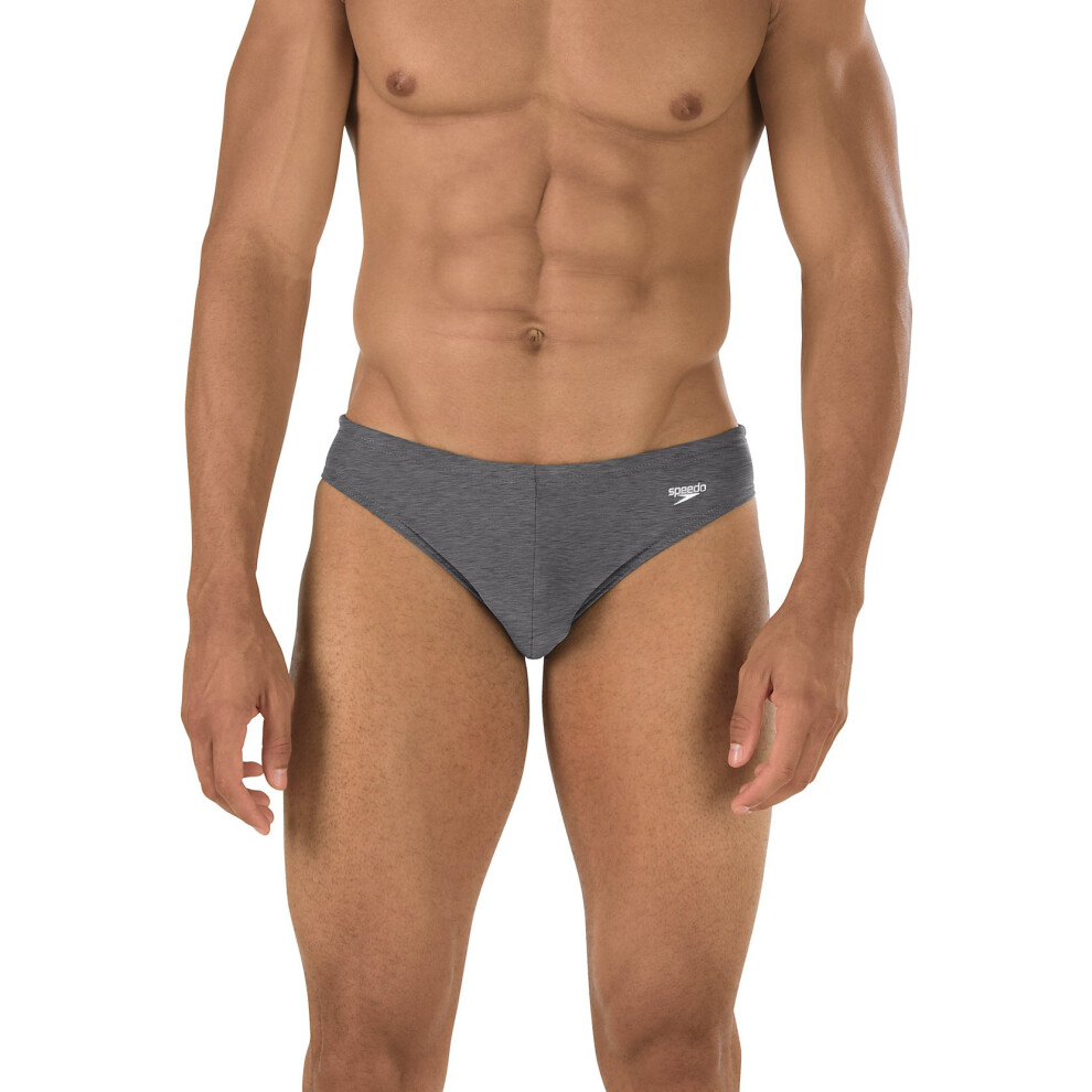 Speedo Men's Swimsuit Brief PowerFlex Eco Solar   Heather Grey  36