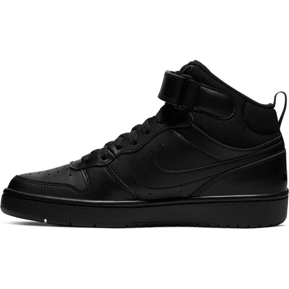 Nike Boy's Court Borough Mid 2 (Big Kid) Black/Black/Black 4 Big Kid M