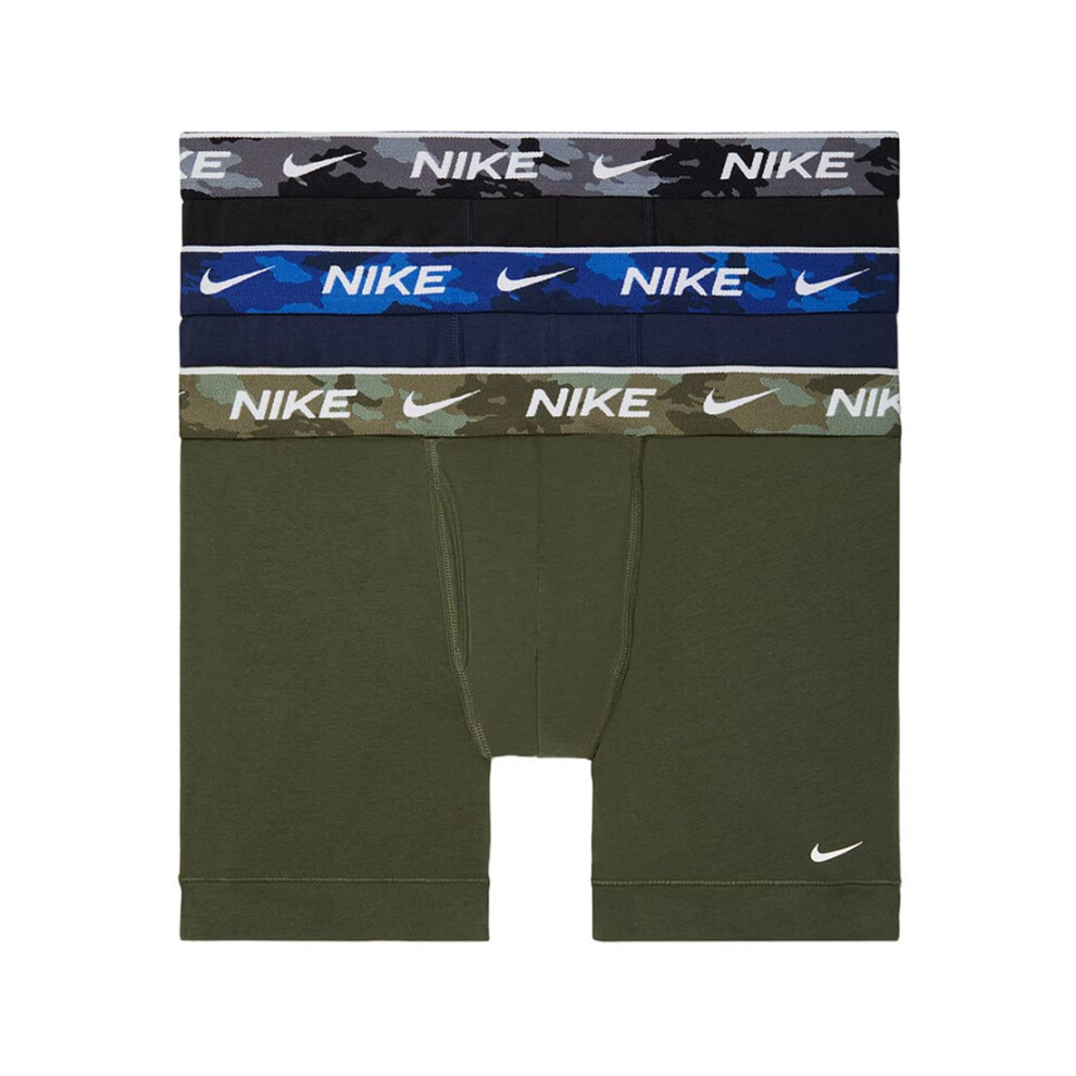 Nike Men`s Everyday Cotton Stretch Boxer Briefs 3 Pack (Medium  Olive(