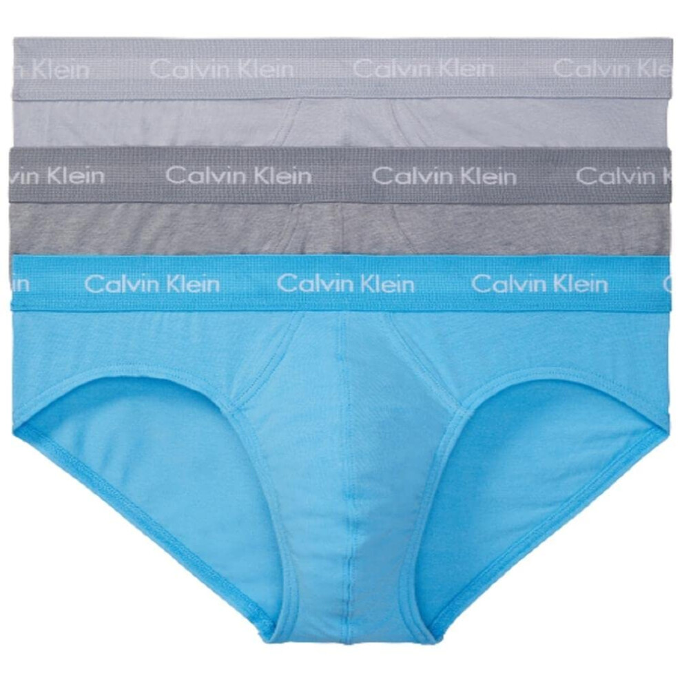 Calvin Klein Men's Cotton Stretch 3 Pack Hip Brief  Storm Cloud  Storm