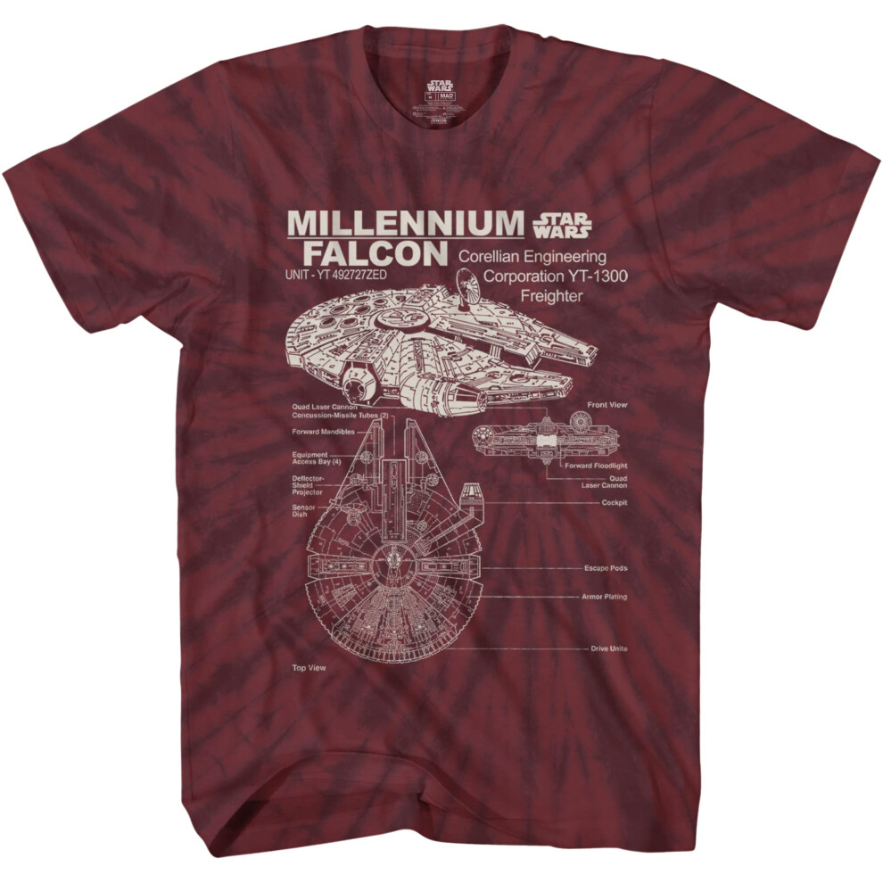 STAR WARS Corellian Freighter Millennium Falcon Adult Tee Graphic T-Sh