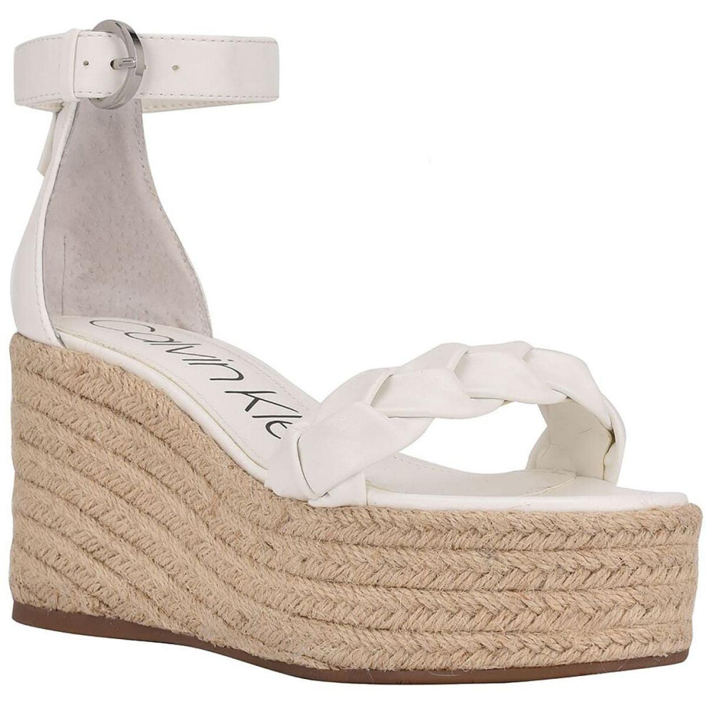 Calvin Klein Women's THEA Wedge Sandal  White 140  8.5