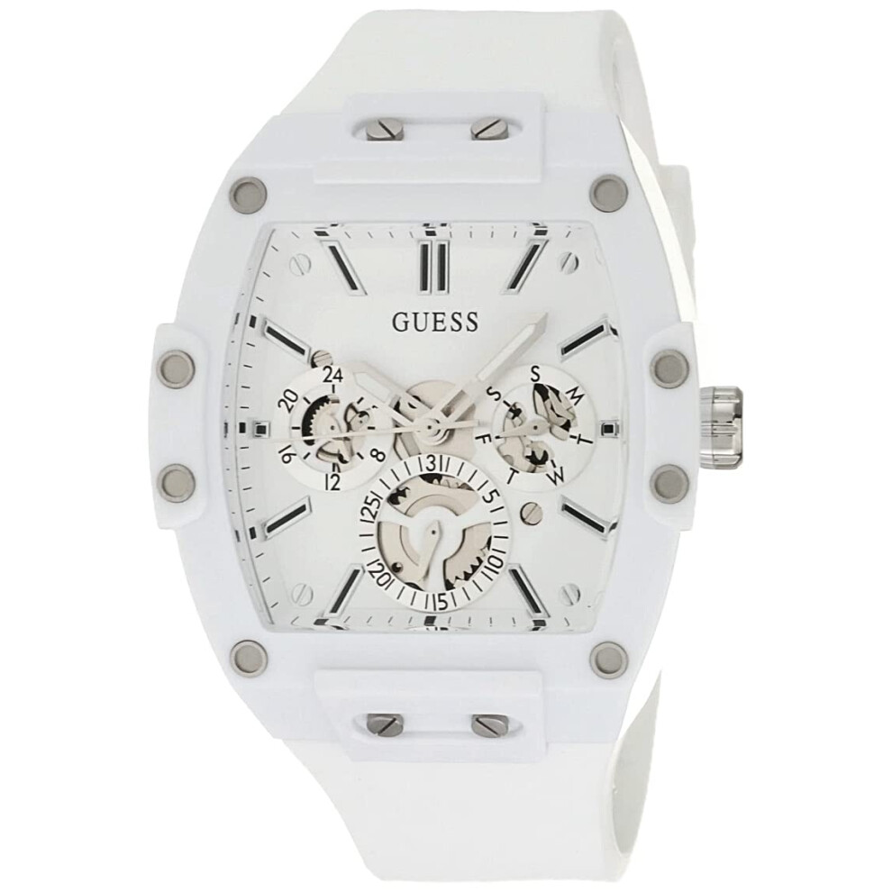 GUESS Mens Casual Multifunction 43mm Watch - White Polycarbonate Case