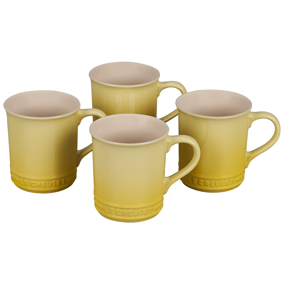 Le Creuset Stoneware Set of 4 Mugs  14 oz. each  Soleil