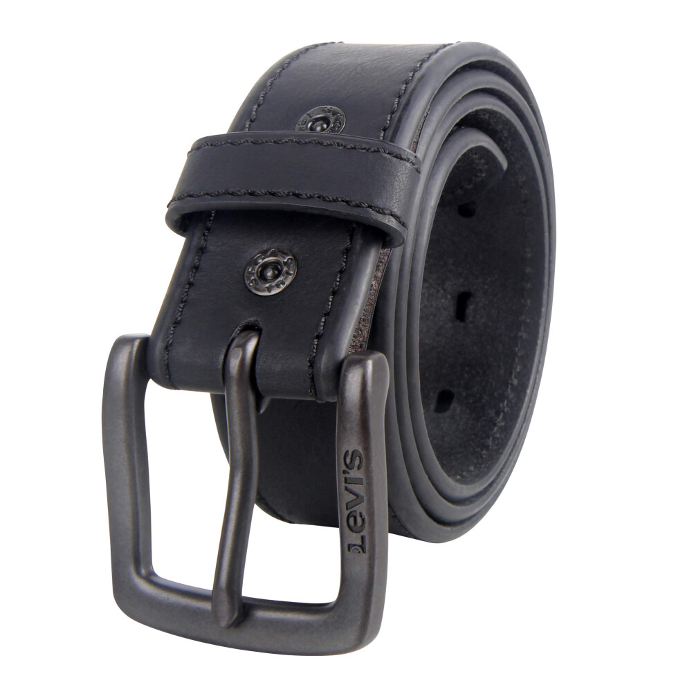 Levi's Men's Casual Leather Belt  Matte Black  Large (38-40)