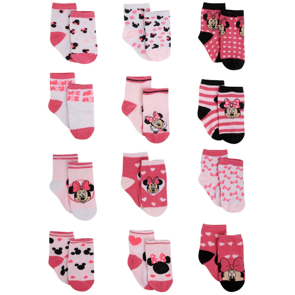 Disney Baby Girl Socks - 12 Pack Minnie Mouse  Daisy Duck  Princess So