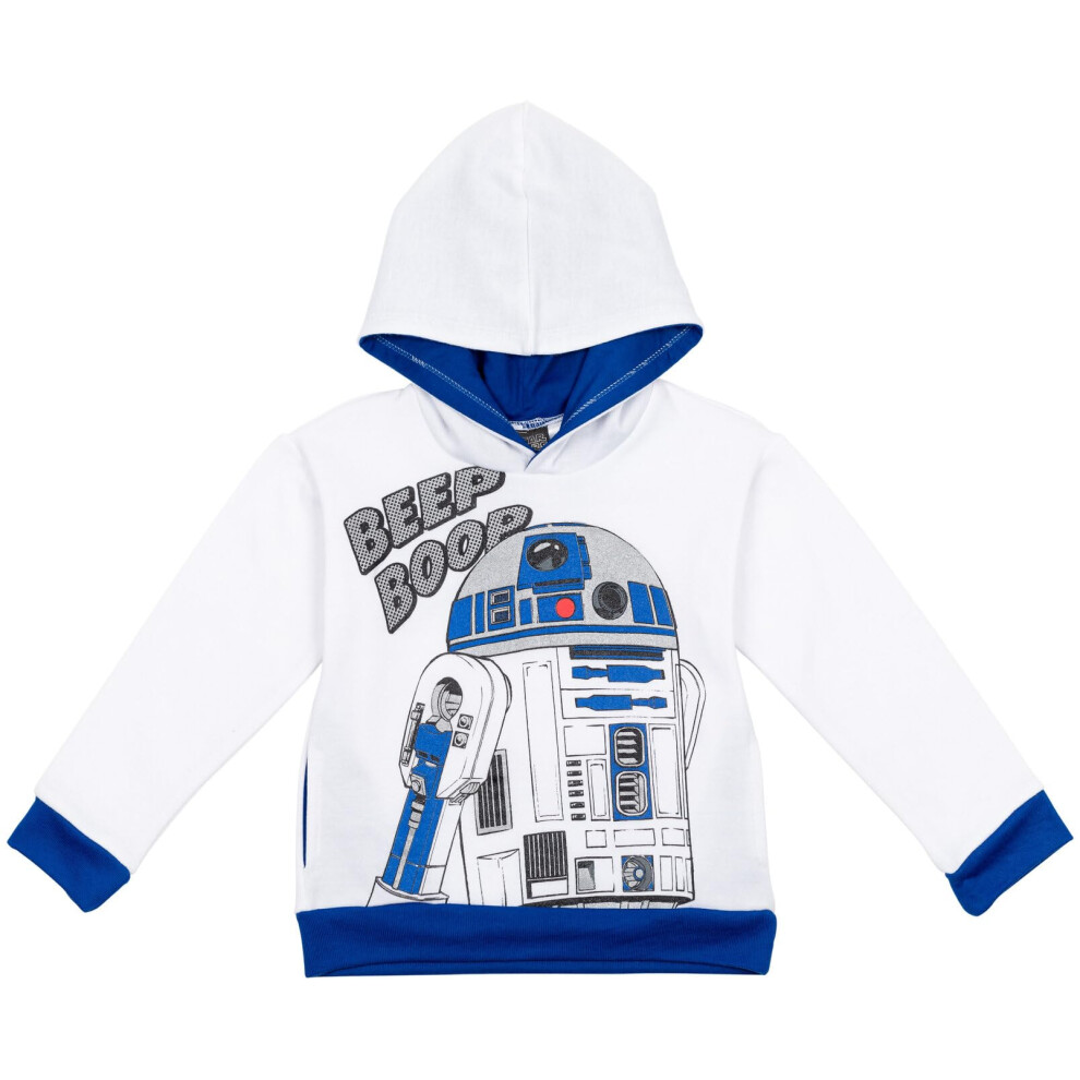 STAR WARS R2-D2 Little Boys Fleece Pullover Hoodie with Pockets White/