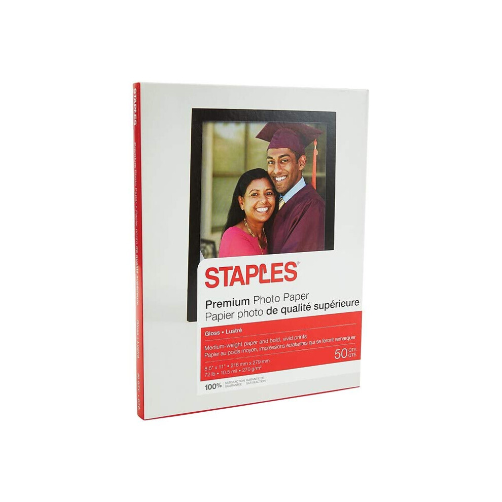 Staples 648178 Premium Glossy Photo Paper 8.5-Inch x 11-Inch 50/Pack (