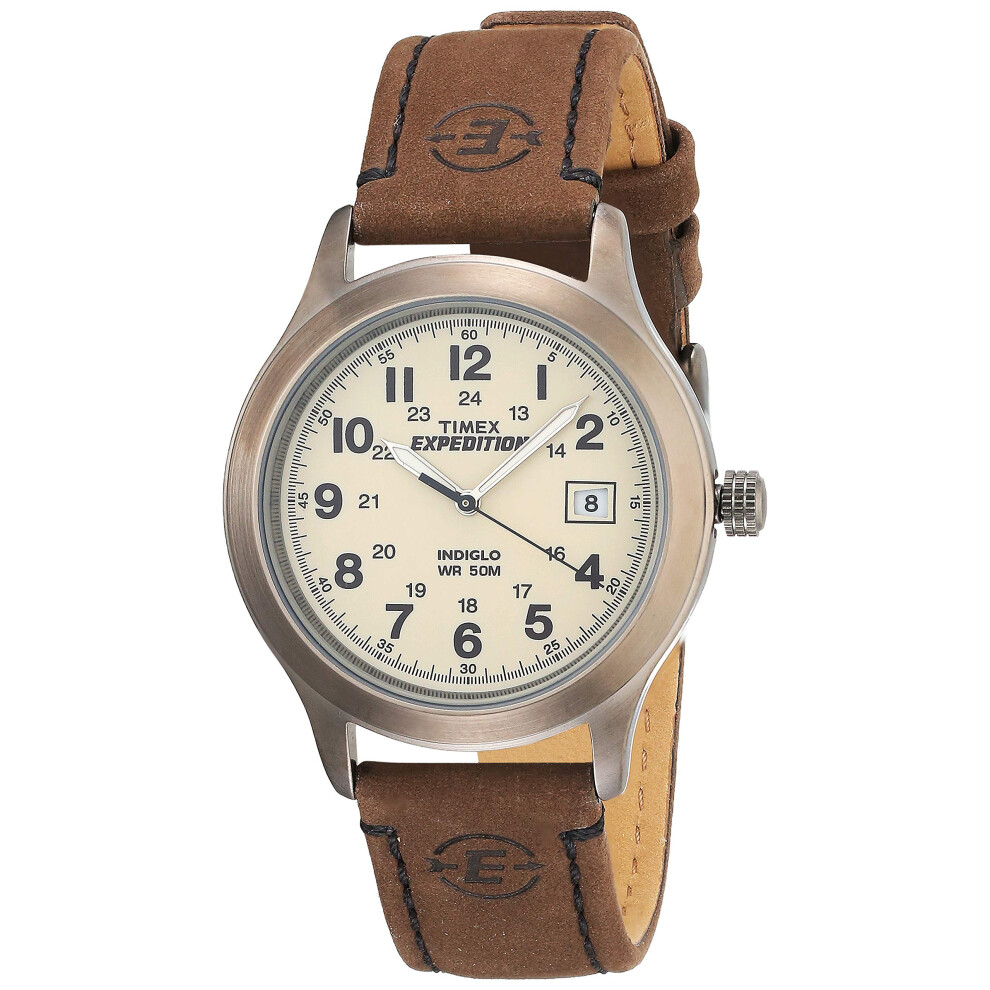 Timex Men's T49870 Expedition Metal Field Brown Leather Strap Watch