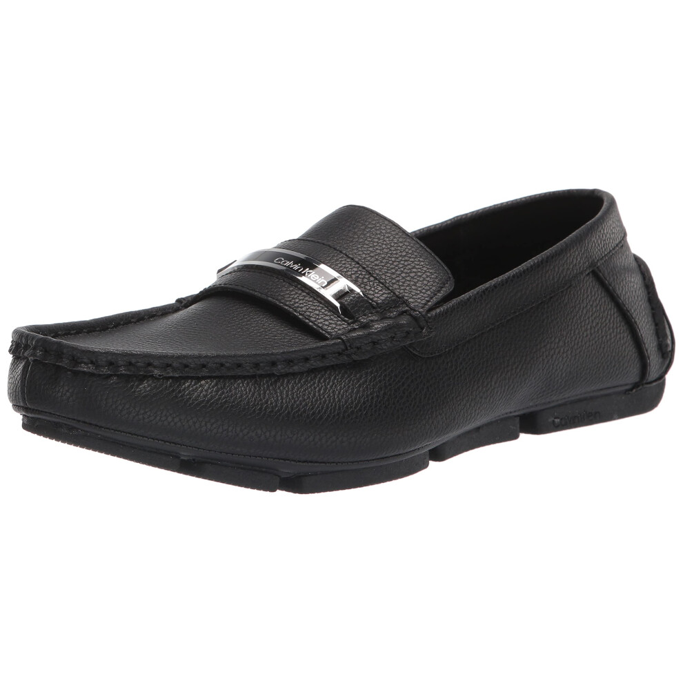 Calvin Klein Men's MERVE Driving Style Loafer  Black Tumbled Leather 9