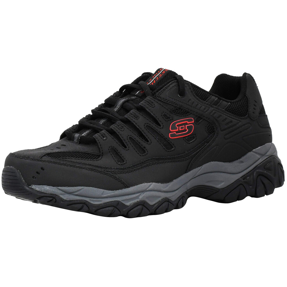 Skechers Men's Afterburn Lace-up Sneaker Black/Grey/Red 9.5 XW US