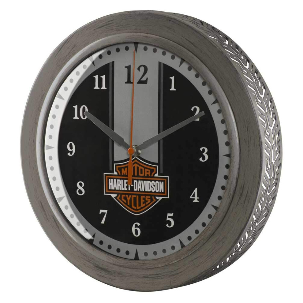 Harley-Davidson Custom Metal Tire Tread Bar & Shield Clock - 12 inch H