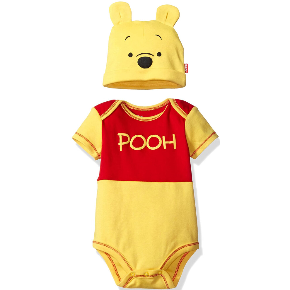 Disney Boys' Winnie the Pooh Bodysuit with Cap Set  Yellow  6/9M