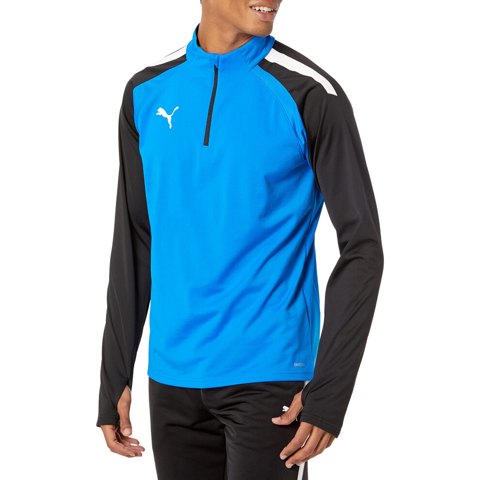 PUMA Mens 1/4 TeamLIGA 1 4 Zip Top  Electric Blue Lemonade/Black  Medi