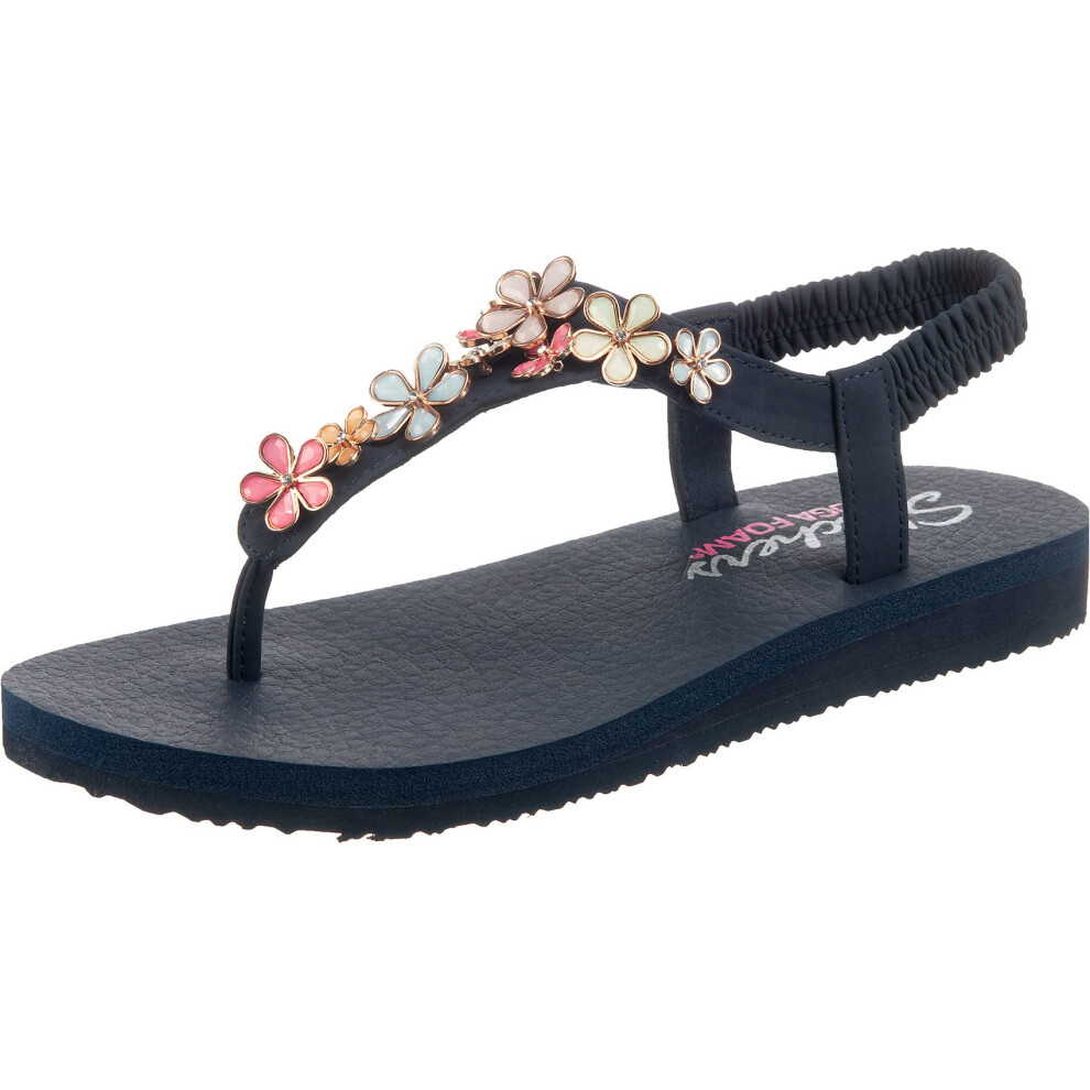 Skechers Women's Meditation-Glass Daisy Flip-Flop  Navy Multi  8