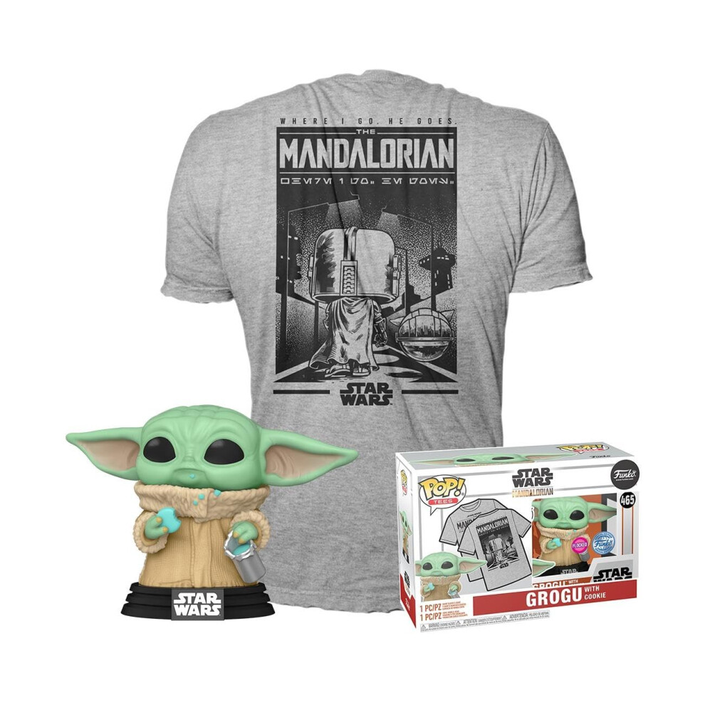 Funko Pop! & Tee: The Mandalorian - Grogu with Cookies - L