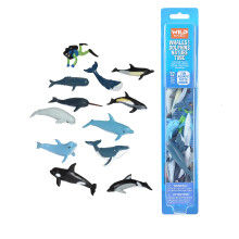 Wild Republic Whales and Dolphins Tube Bottlenose plettet hvide-sidede delfiner narwhal orca beluga pukkelrygter gr? s?dhvaler og diver
