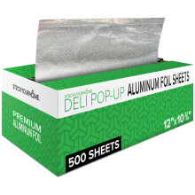 500 Hojas de Papel de Aluminio Pre-Cortadas, 12" Hojas Resistentes para Restaurantes