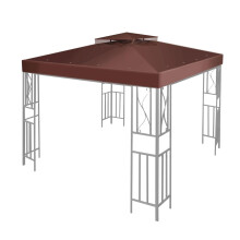 Flexzion 8'x8' Gazebo Top Canopy Replacement Cover (Ivory) - Dual Tier