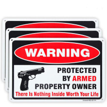Enjoyist 3-Pack Gun Sign  There is Nothing Here Worth Your Life  Prote