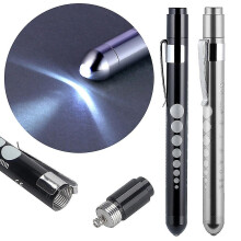 (Black And Silver) Professional Pen Light With Pupil Gauge And Ruler Detecor Led Medical Penlight For Nurses Doctors Reusable