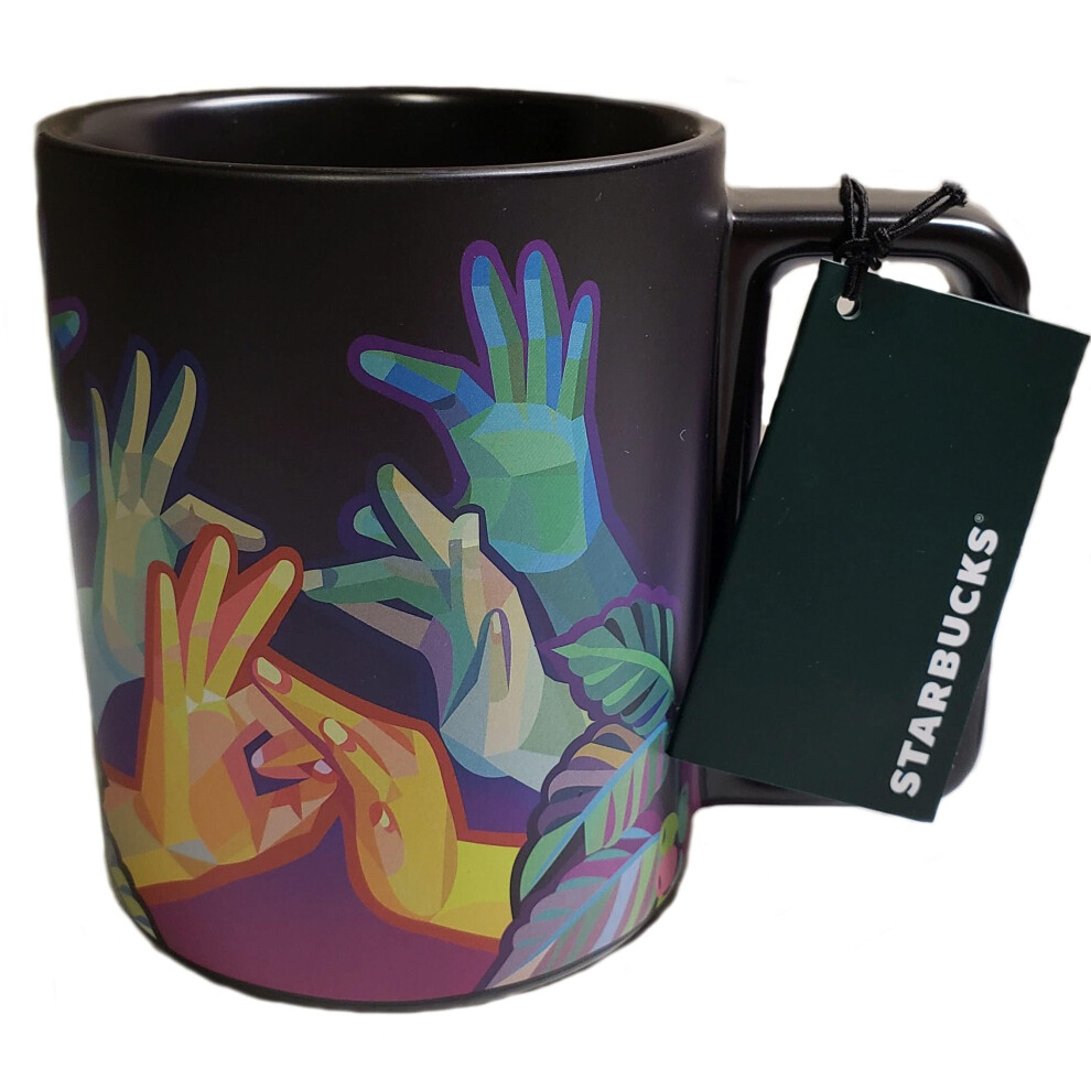 Starbucks American Sign Language ASL Hand Movements Coffee Mug  12 Oz