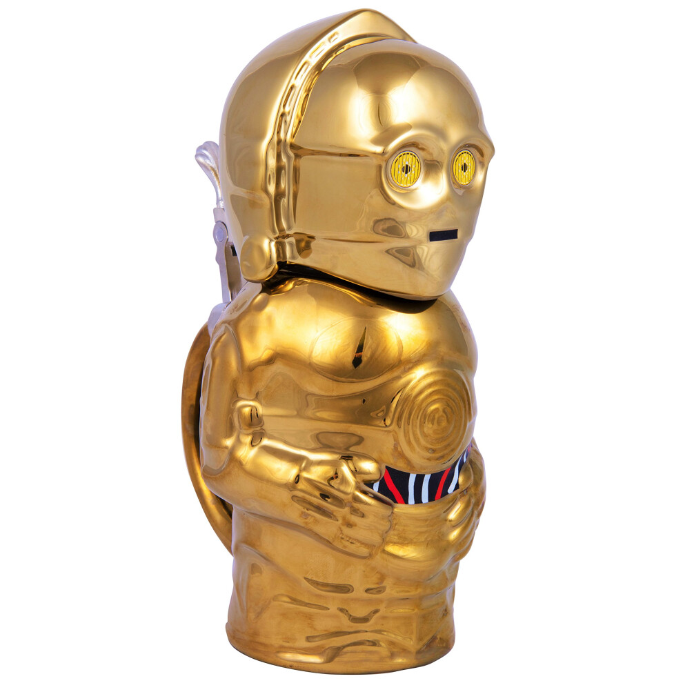 STAR WARS C-3PO Beer Stein - Collectible Ceramic Figural Mug with Pewt