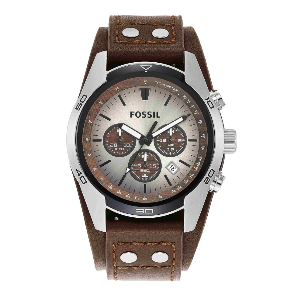 Fossil Men's Coachman Quartz Stainless Steel and Leather Chronograph W