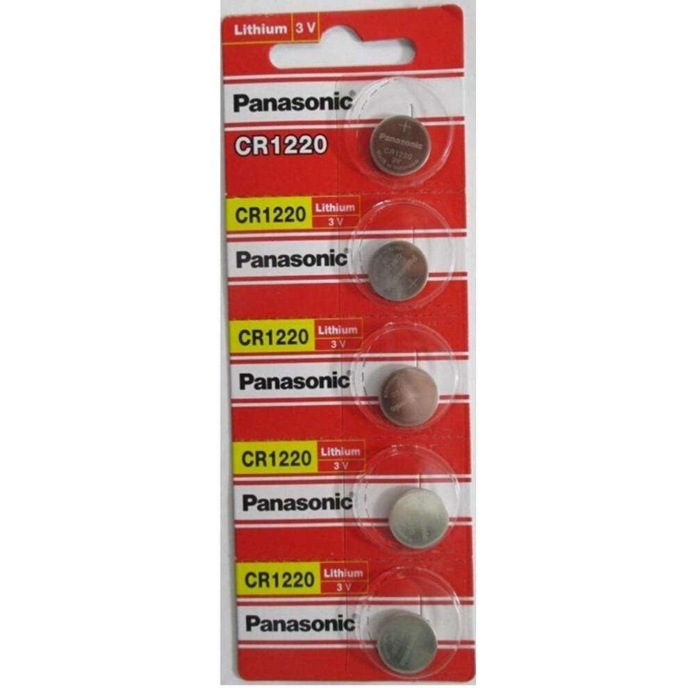 Panasonic CR1220 3 Volt Lithium Coin Battery (5 Batteries)