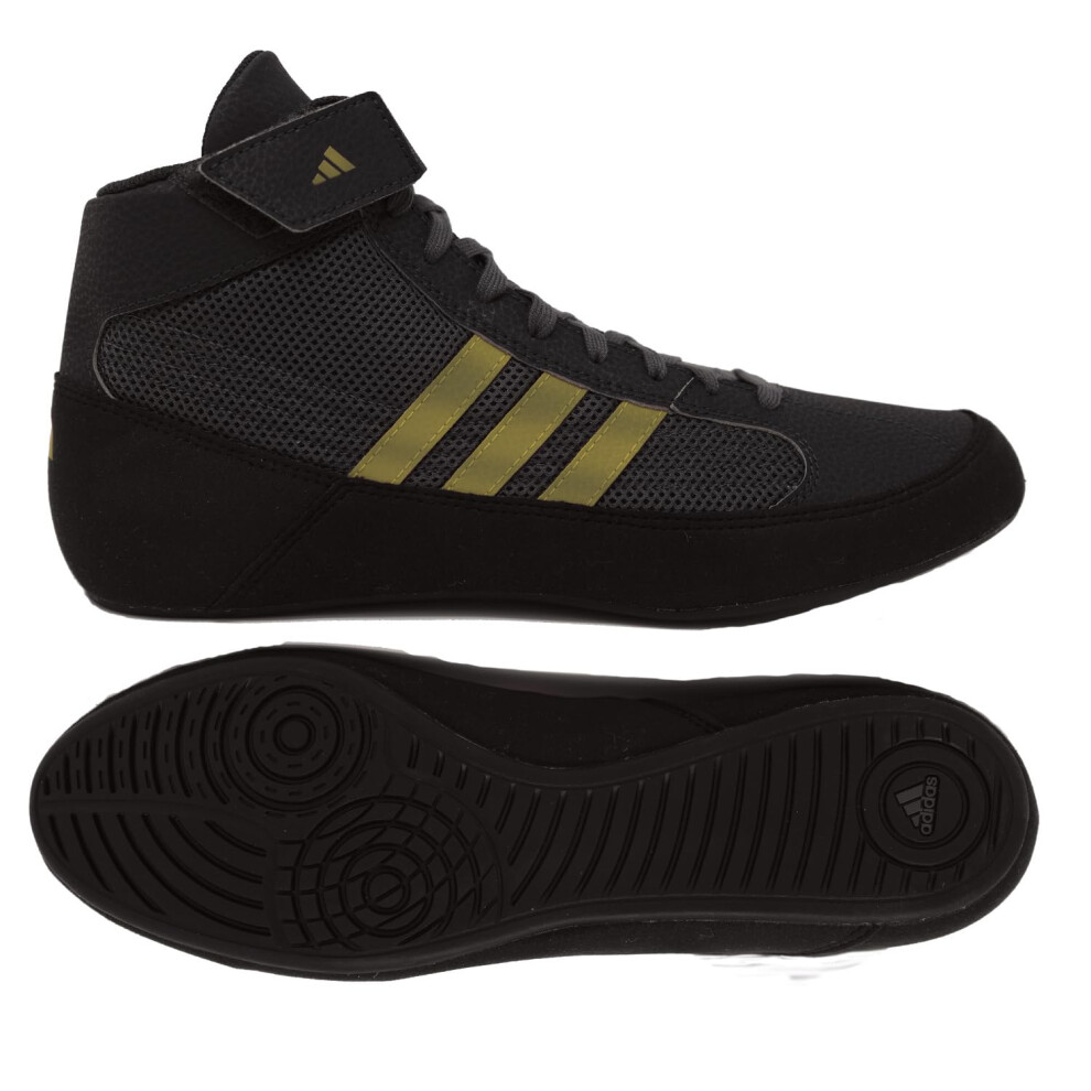 adidas Men's HVC Wrestling Shoes  Black/Charcoal/Metallic Gold  10