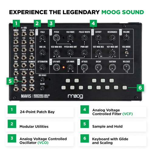 MOOG Mavis - Standalone Semi-Modular Analog Synthesizer Kit with Keybo 2